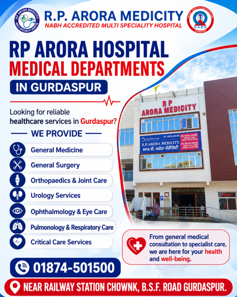 RP Arora Hospital Departments in Gurdaspur